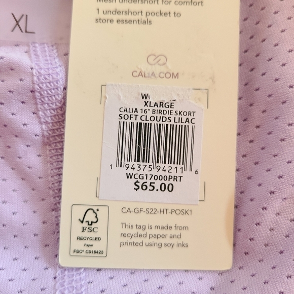 Calia Birdie Golf Skort in Solf Clouds Lilac, Size XL, NWT - Picture 14 of 14